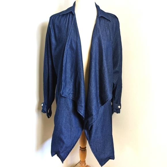 DENIM Shark Bite Shawl Collar Jacket S - Picture 3 of 14